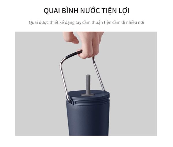 Binh giu nhiet co ong hut locklock bucket tumbler with straw lhc4268 4