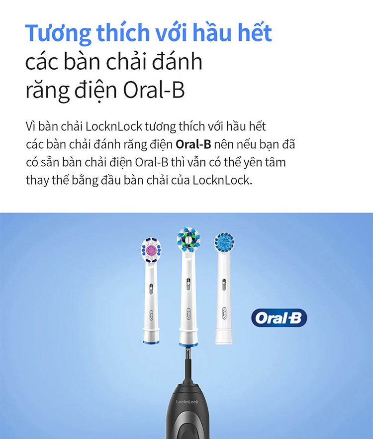 Bàn chải đánh răng điện locknlock enr626blk smart oscillating electric toothbrush